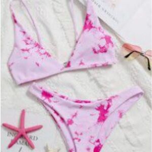 Pink tie-dye bikini set